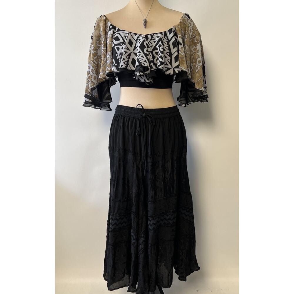 Y2K Festival Top Sheer Crop Small Whimsigoth Fairy Grunge Flowy Clubbing‎ Party